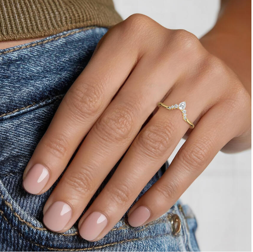 Pear Diamond Ring in 18K Yellow Gold - 图片 7