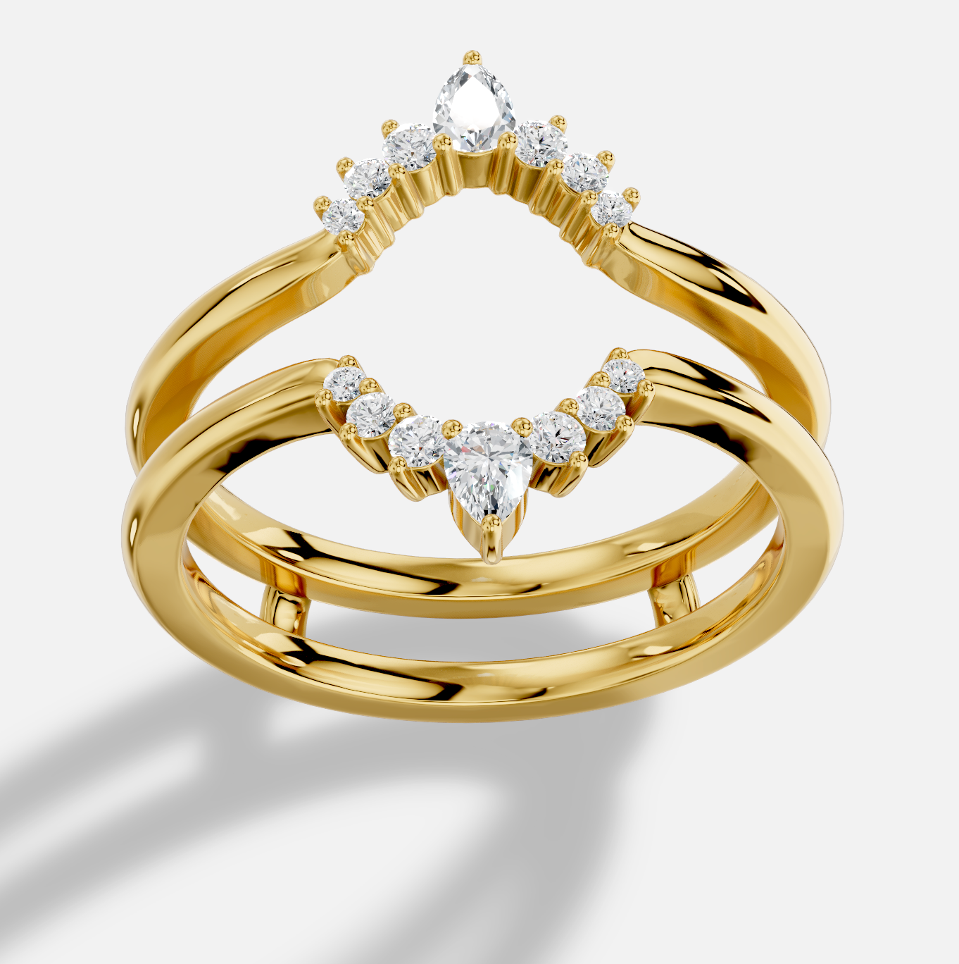 Pear Diamond Ring in 18K Yellow Gold