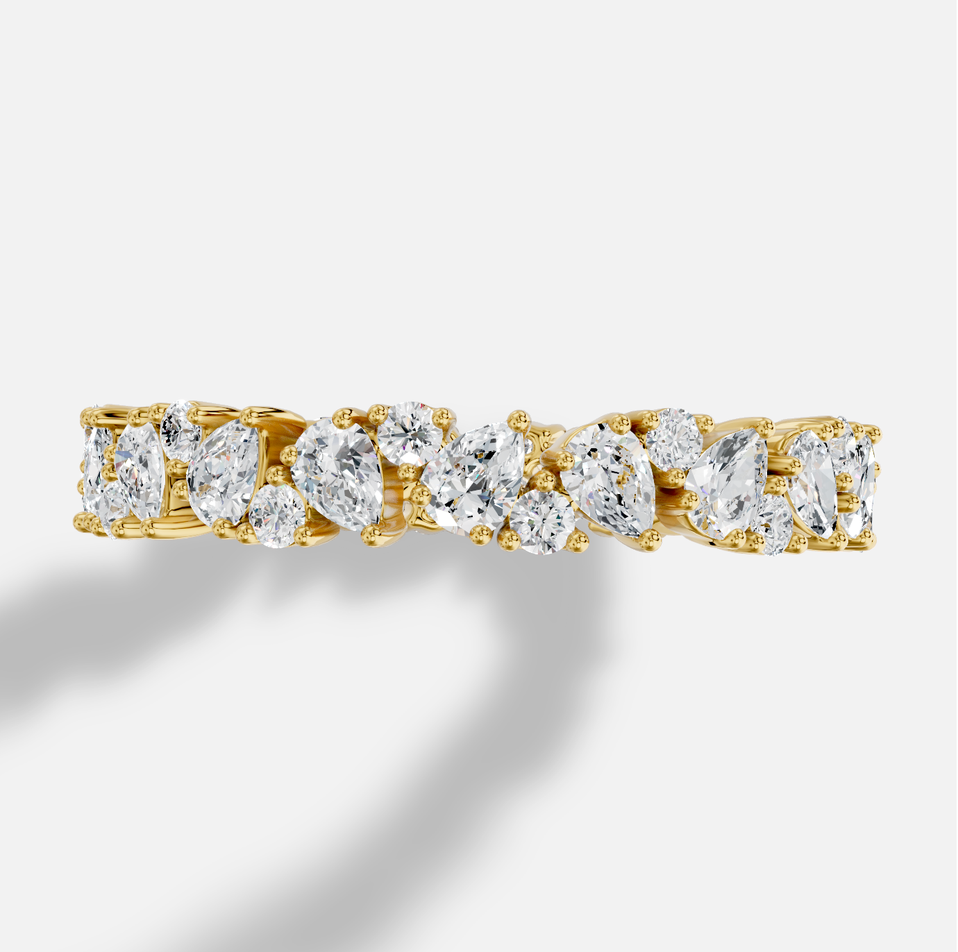 Pear Full Coverage Diamond Ring in 18K Yellow Gold - 图片 4