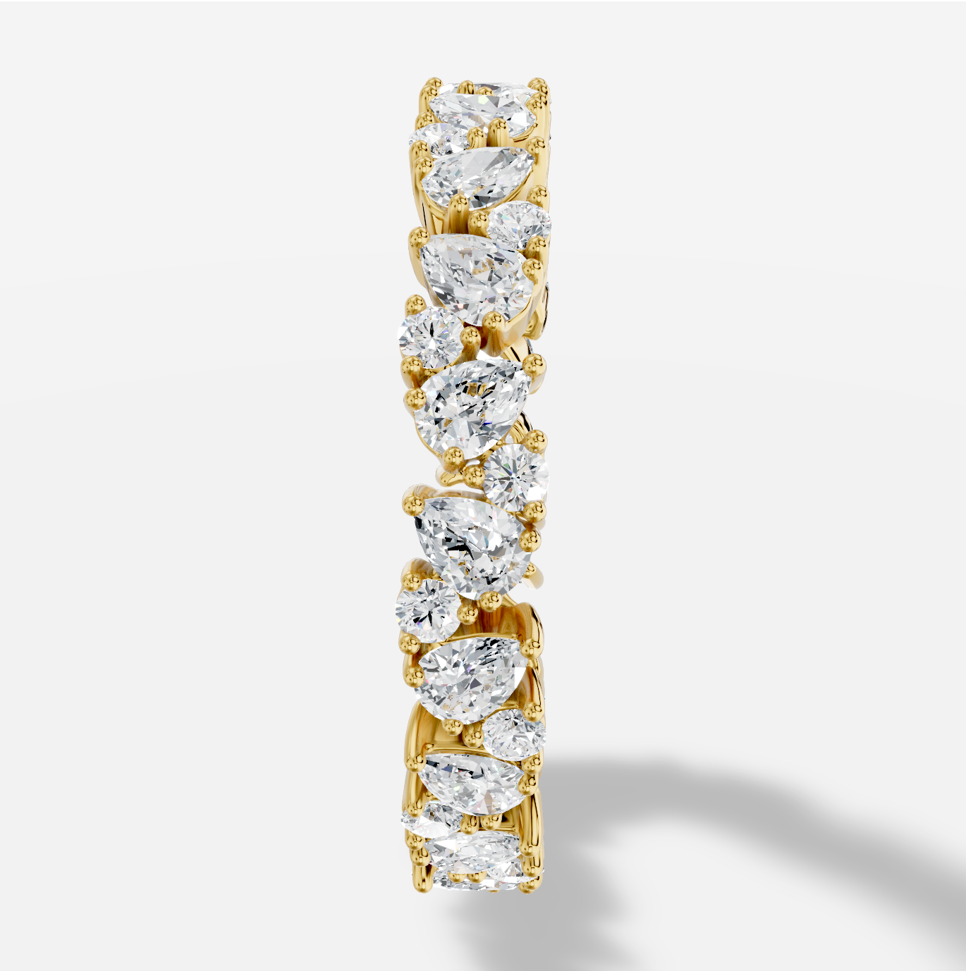 Pear Full Coverage Diamond Ring in 18K Yellow Gold - 图片 5