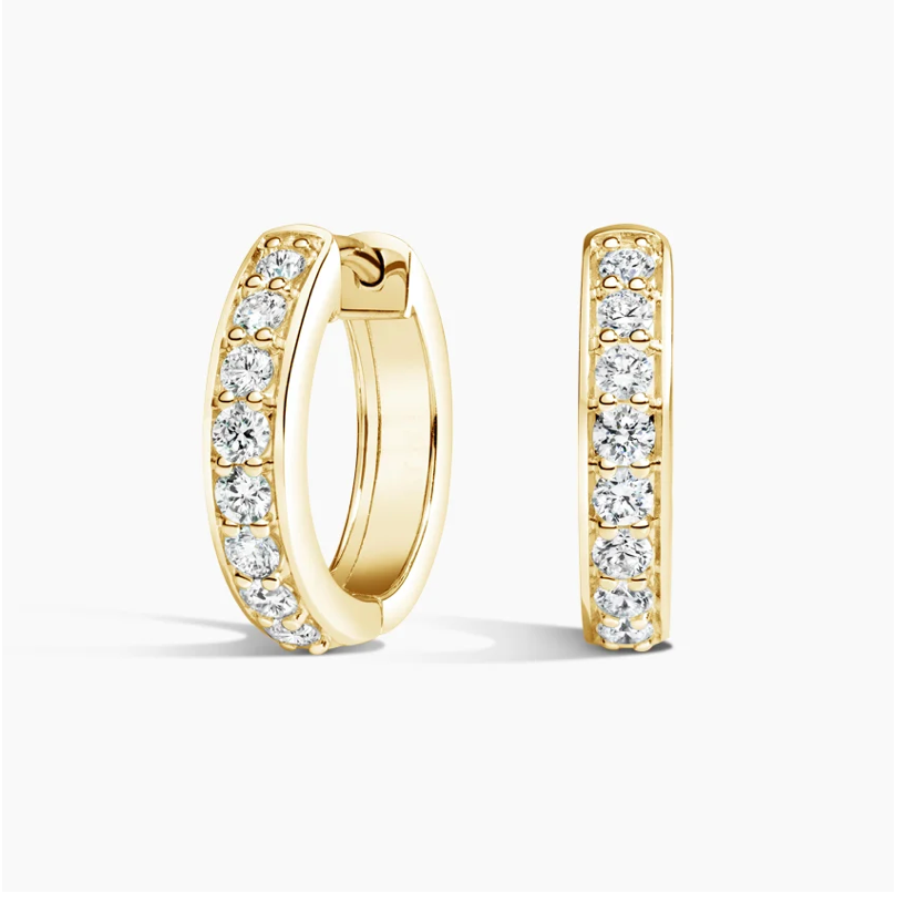 Diamond Huggie Earrings in 18K Yellow Gold