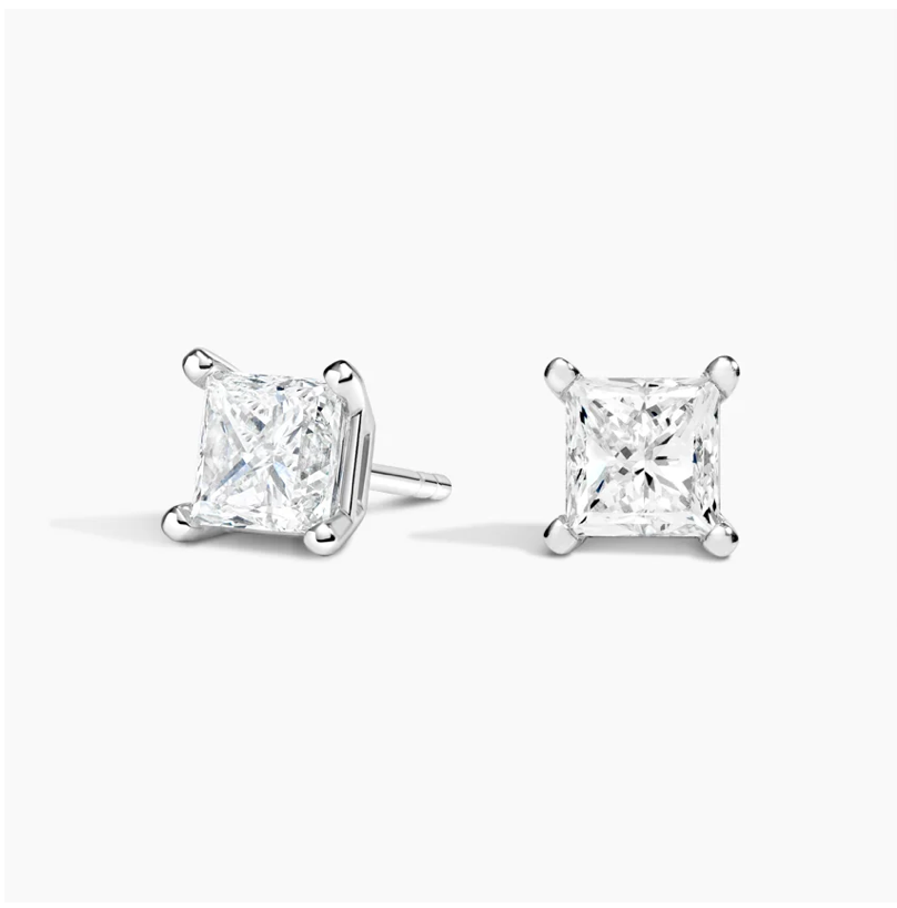 Princess Diamond Stud Earrings in 14k Yellow Gold