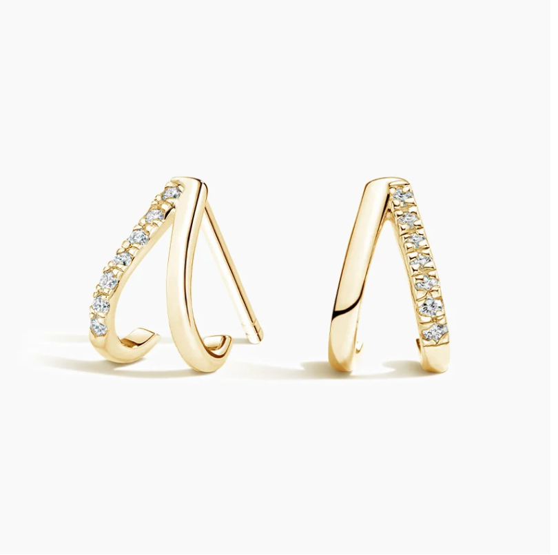 Diamond Huggie Earrings in 18K Yellow Gold