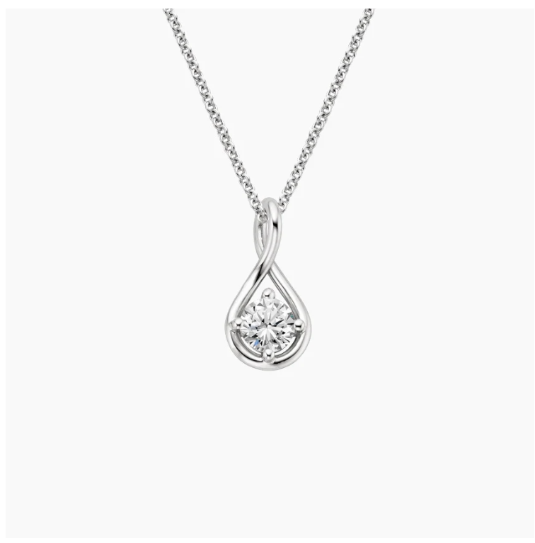 Round Cut Diamond Pendant  in 18k White Gold