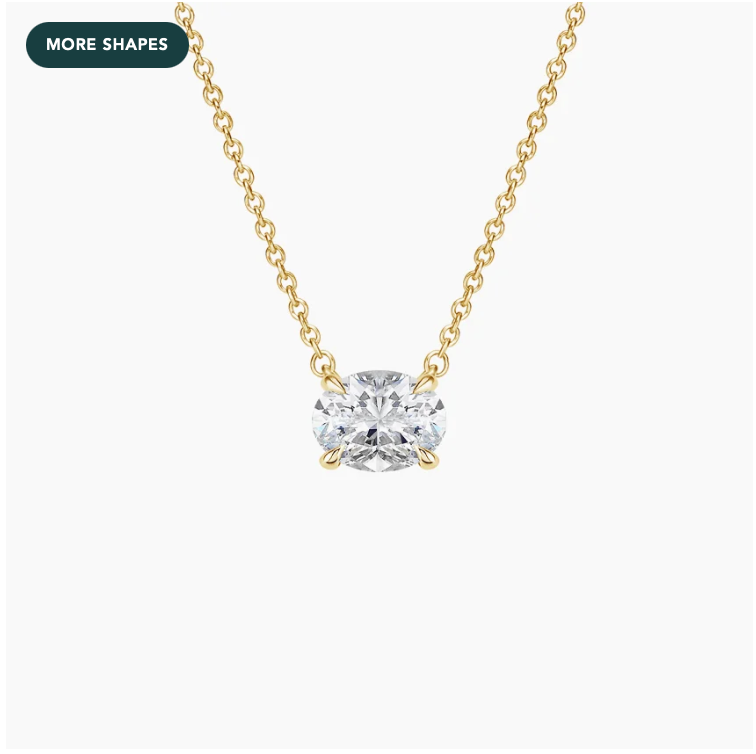 Oval Cut Diamond Pendant in 18k Yellow Gold