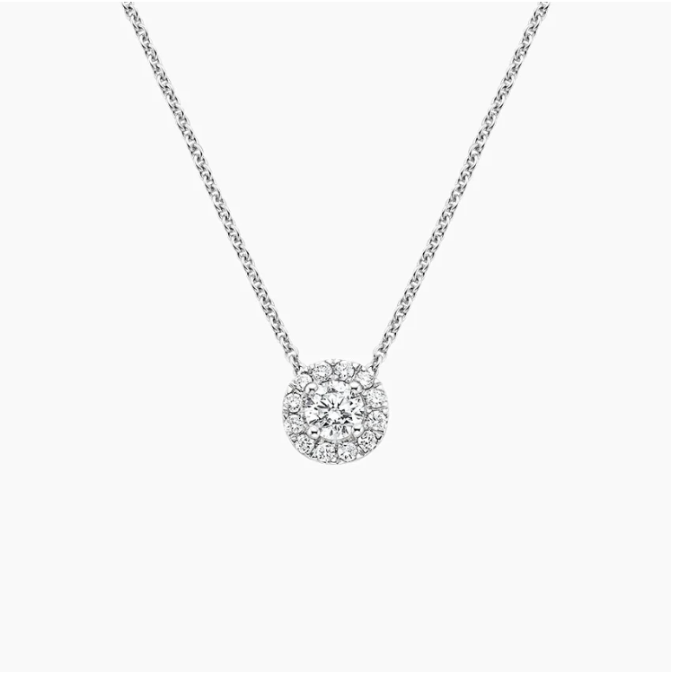 Round Cut Diamond Pendant  in 18k White Gold