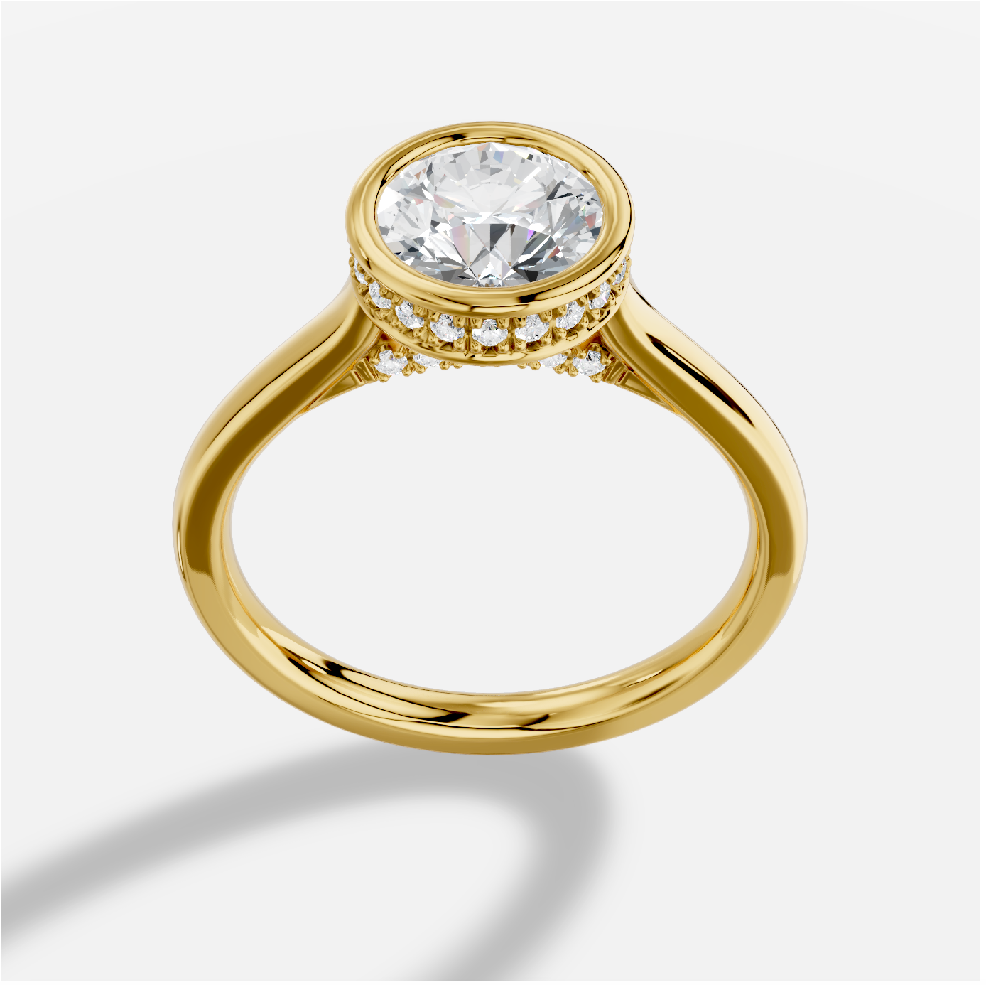 Round Diamond Ring in 18K Yellow Gold