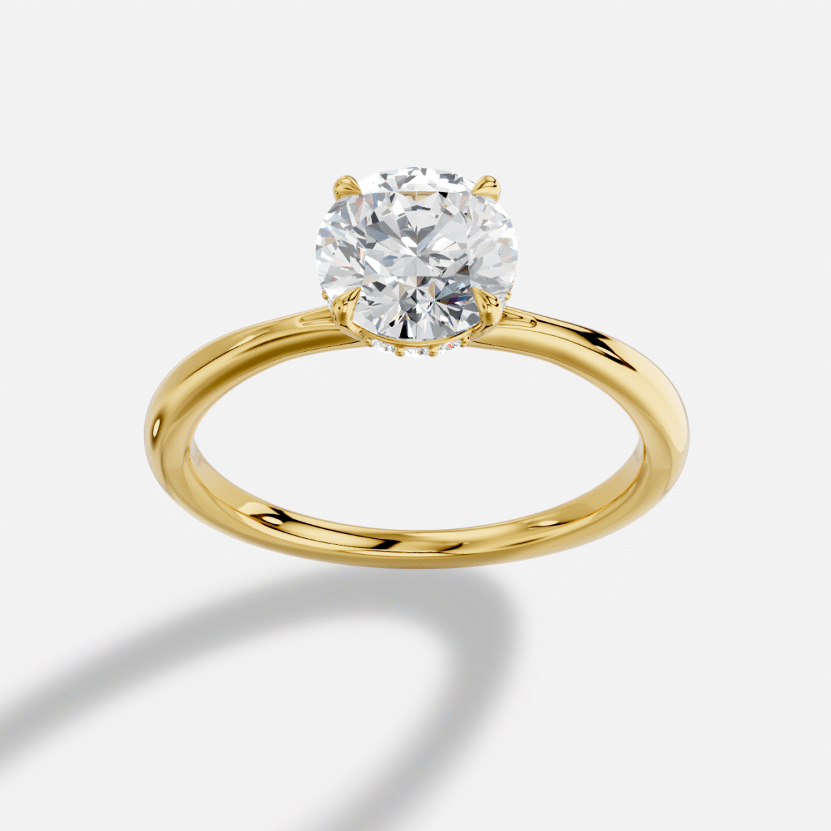 Round Diamond Ring in 18K Yellow Gold